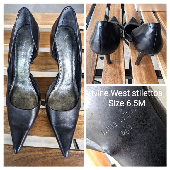 NINE WEST black stiletto Size 6.5 M - Picture 1 of 2